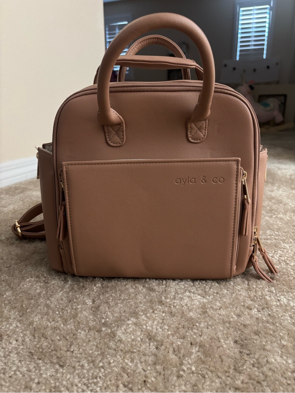 Ayla & Co Blush Tan Convertible Baby Bag